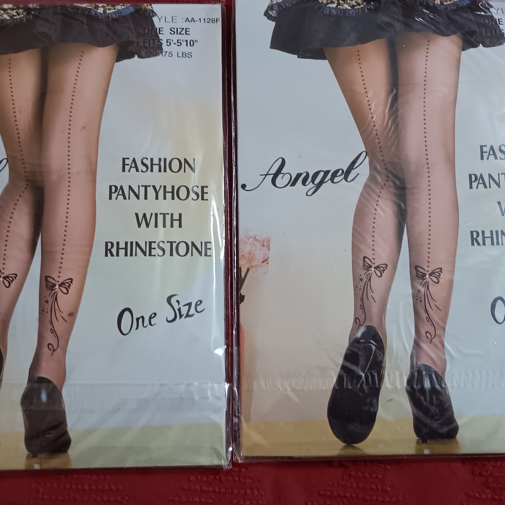 Angel Rhinestone Bow Pantyhose